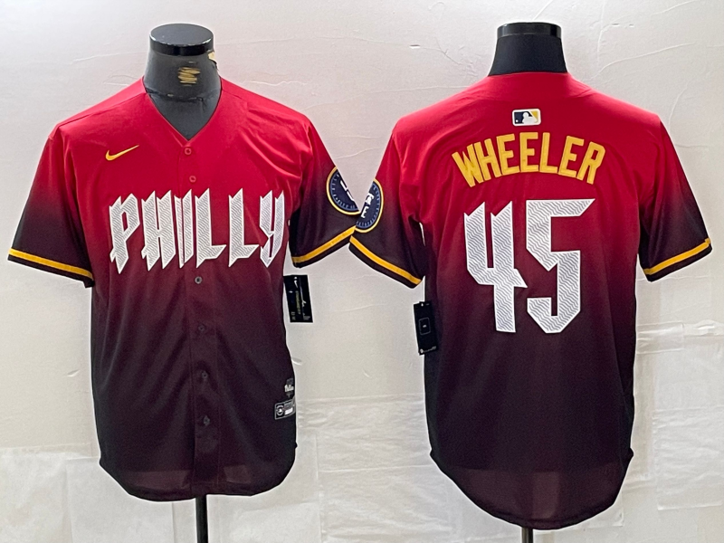 Men's Philadelphia Phillies Zack Wheeler #45 Red 2024 City Connect Limited Jersey
